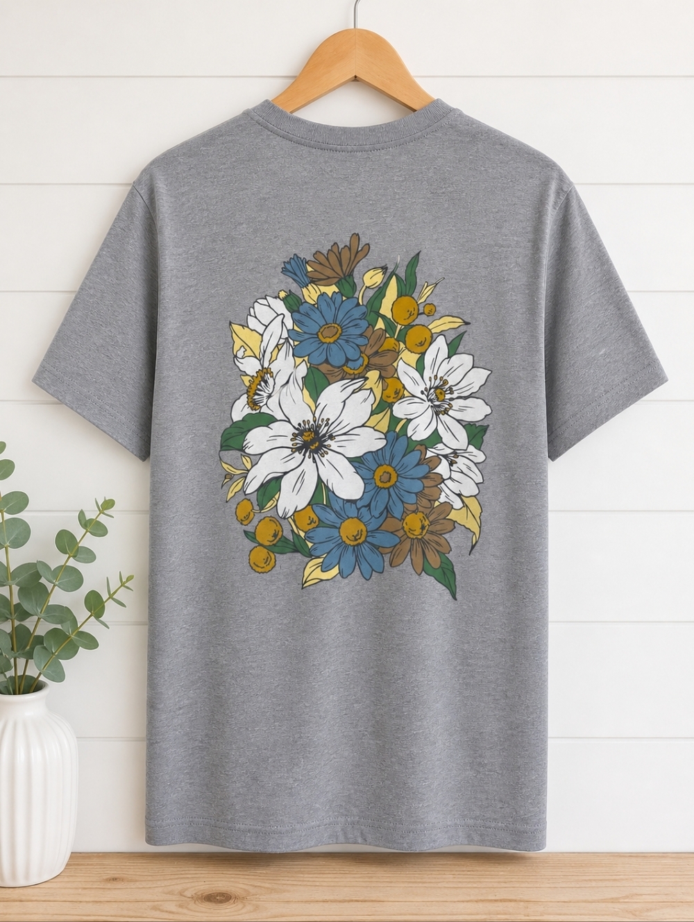 Goodfellow & Co Gray Floral Graphic Tee Size M NWT Super Soft Poly Blend - Picture 4 of 4